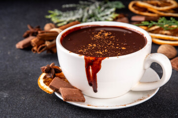 Traditional christmas hot chocolate drink cup