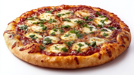 Close-up of a Margherita Pizza with Fresh Basil