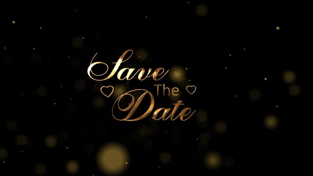 save the date animation footage with gold color, blur particle and motion effect. ideal for animate wedding invitation with luxury design