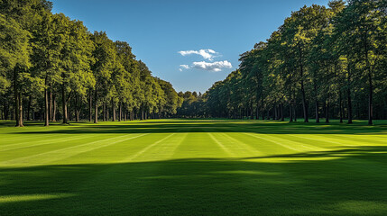 Open green field and clear blue skies.