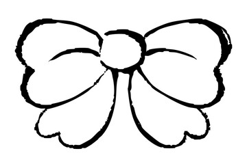 筆タッチのリボンのモノクロ線画イラスト