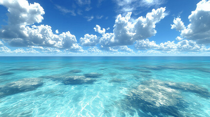 Obraz premium beautiful calm water with cloud and sun