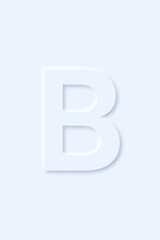 uppercase letter B of English alphabet in light blue color that drop a shadow