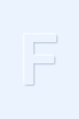 uppercase letter F of English alphabet in light blue color that drop a shadow