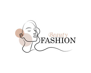 beauty woman line art design logo template