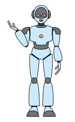 シンプルなアンドロイド型ロボットの全身イラスト