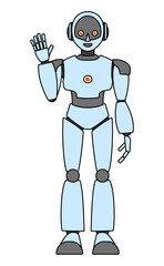 シンプルなアンドロイド型ロボットの全身イラスト