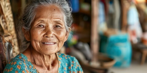 Fototapeta premium A portrait of an elderly woman with a warm smile, expressing a lifetime of hope.