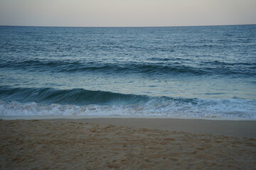Winter seascape with crashing waves