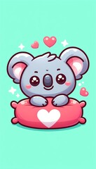 Fototapeta premium Cute Koala Lay On The Pillow - Cartoon illustration