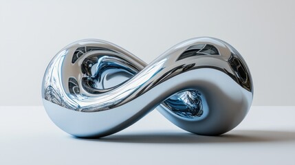 Shiny Metallic Infinity Symbol on a White Background