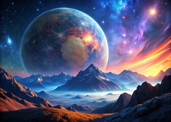 Mystical Silhouette of Ceres - A Fictional Planet in 4K with Breathtaking Cosmic Landscapes and Stars, Capturing the Enchantment of an Otherworldly Scene