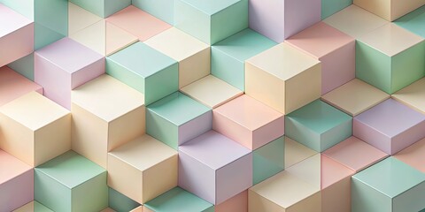 Obraz premium Abstract Pastel Cube Pattern A Seamless, Colorful 3D Geometric Design