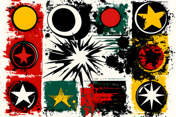 Obraz premium Abstract Geometric Starburst Background, Colorful Shapes and Splashes