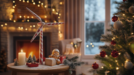 Festive Gingerbread House and Christmas Treats with Warm Holiday Lights