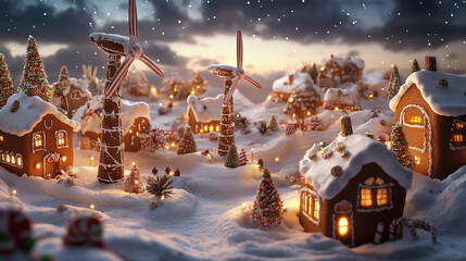 Festive Gingerbread House and Christmas Treats with Warm Holiday Lights