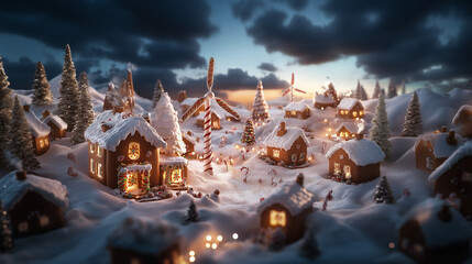 Festive Gingerbread House and Christmas Treats with Warm Holiday Lights