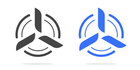 Fan propeller logo icon vector simple graphic illustration set, turbine airflow rotating sign symbol, ventilator heating cooling, sport airplane airline logotype image clip art  © vladwel