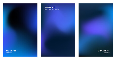 Set of abstract modern background of gradient mesh. Blurred abstract black colored technology background. Colorful gradient for covers, wallpapers, branding, social media template