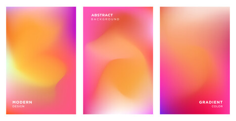 Set of abstract modern background of gradient mesh. Blurred abstract red pink orange colored background. Colorful gradient for covers, wallpapers, branding, social media template