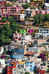 crowded colorful houses in Guanajuato, Mexico at daytime