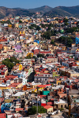 crowded colorful houses in Guanajuato, Mexico at daytime