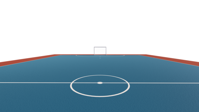 Futsal court mini soccer with goal, line, red and blue surface and transparent background