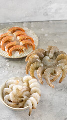 Fresh large shrimps and langoustines restaurant serving