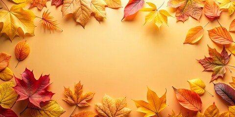 Autumnal Leaves Arranged in a Frame on a Warm Background