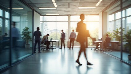 Fototapeta premium Unrecognizable motion blurred business people in an office