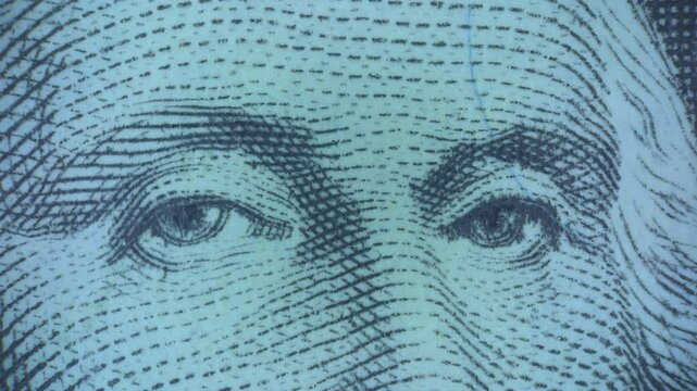 Portrait of the first US President George Washington, US President George Washington on USA one dollar bill, close-up before our eyes