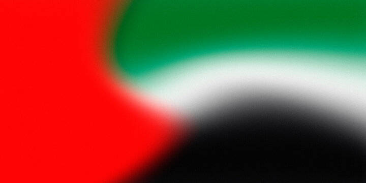 National flag of UAE, color gradient background with noise. Abstract pastel holographic blurred grainy gradient banner background texture