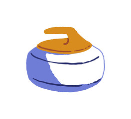 Icon of curling rock. Stone with round shape with handle to play sports game, competition. Athletic inventory, equipment to slide on ice. Flat isolated outline vector illustration on white background