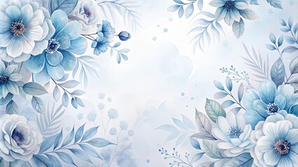 Serene Blue Floral Watercolor Design Elegant Botanical Illustration for Invitations, Cards, and Decor