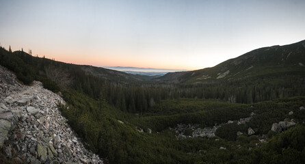 Obraz premium Sunset in the mountains, landscape of high mountains, Tatra Mountains. 