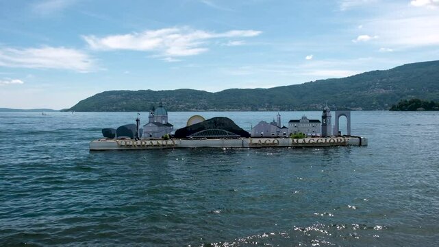 panorama of Lake Maggiore in front of Verbania. High quality 4k footage