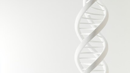 A DNA double helix structure against a simple white background, representing genetic research and health, Minimalist style