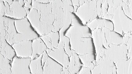 Fototapeta premium Abstract White Cracked Surface Close-up Texture of a White Painted Wall with Peeling Paint