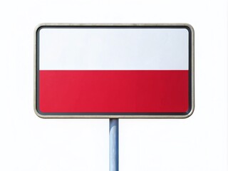 Fototapeta premium Realistic Poland Road Sign Isolated on White Background for Minimalist Photography Showcase, Featuring Clear Details and Authentic Colors Ideal for Travel and Navigation Themes