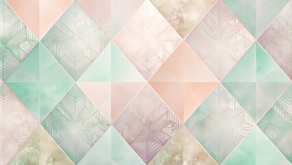 Elegant Pastel Geometric Pattern with Delicate Line Art Details