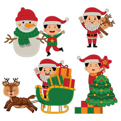 kids boy christmas activity vector illustration