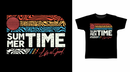 Summer Times Typography with Line Art Hand Drawn vector Tshirt Design