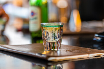 colorfull drink shot in a bar 