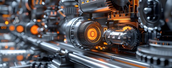 Fototapeta premium Complex Industrial Machinery Gears And Mechanisms