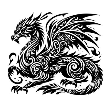 drago tribale tatuaggio. Generative AI