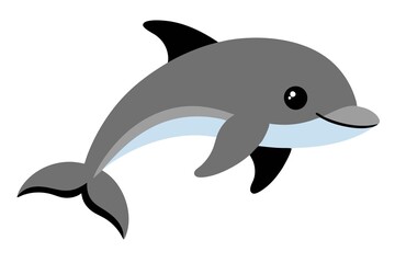 cute bottlenose dolphin jumping isolated on white