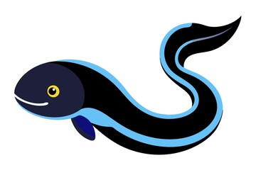 cute electric eel fish on white background