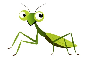 cute praying mantis isolated on white