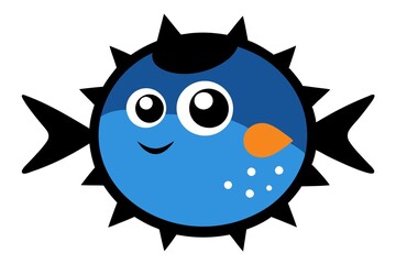 cute pufferfish illustration on white