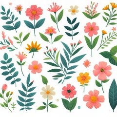 collection of hand drawn vector flowers